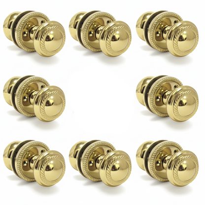 Door Knobs Round Georgian Roped Mortice Knob - Brass 62mm