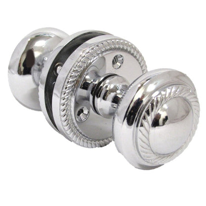 Door Knobs Round Georgian Roped Mortice Knob - Chrome Polished 62mm