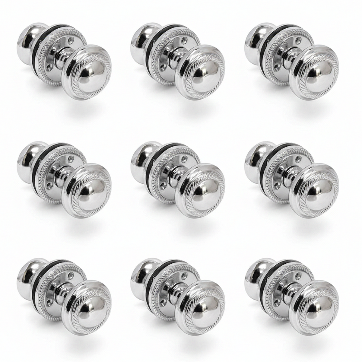 Door Knobs Round Georgian Roped Mortice Knob - Chrome Polished 62mm