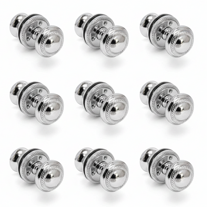Door Knobs Round Georgian Roped Mortice Knob - Chrome Polished 62mm