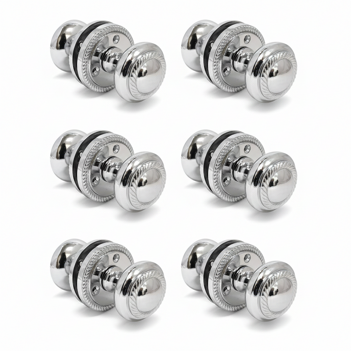 Door Knobs Round Georgian Roped Mortice Knob - Chrome Polished 62mm