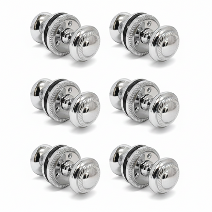 Door Knobs Round Georgian Roped Mortice Knob - Chrome Polished 62mm