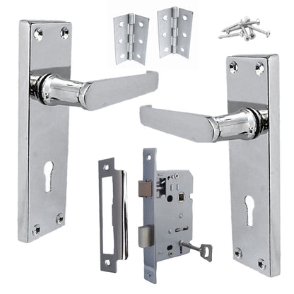 Marketplace JPG companion for Door Handles Straight Lever Lock Keys Hinge Set - Chrome 150 X 40mm - 3"