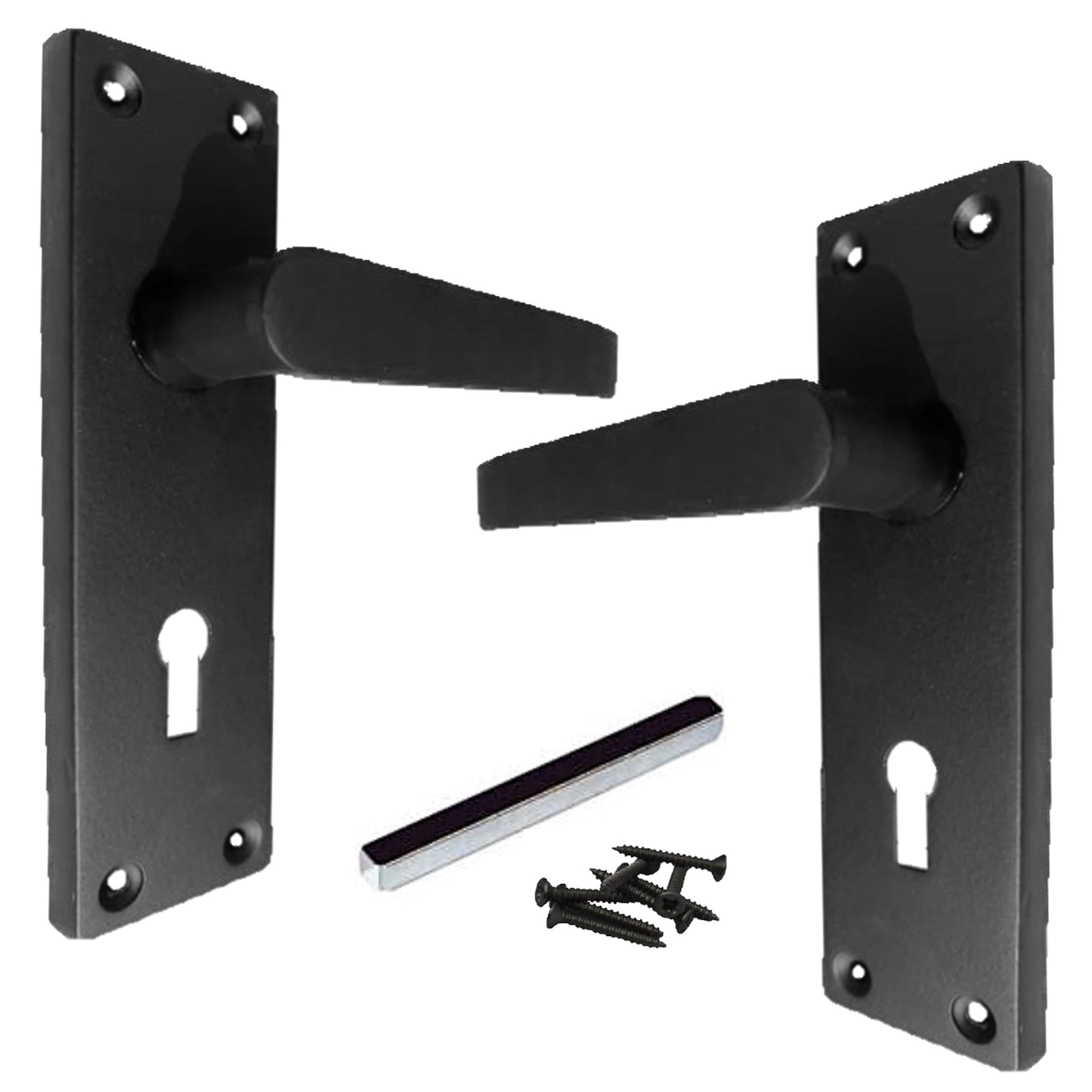 Marketplace JPG companion for Door Handles Victorian Straight Lock Handle - Matt Black 150 X 40mm - 150mm X 43mm