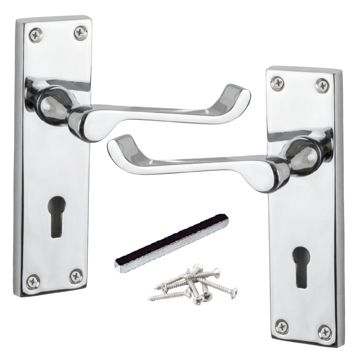 Marketplace JPG companion for Door Handles Victorian Scroll Lever Lock - Chrome 150 X 40mm