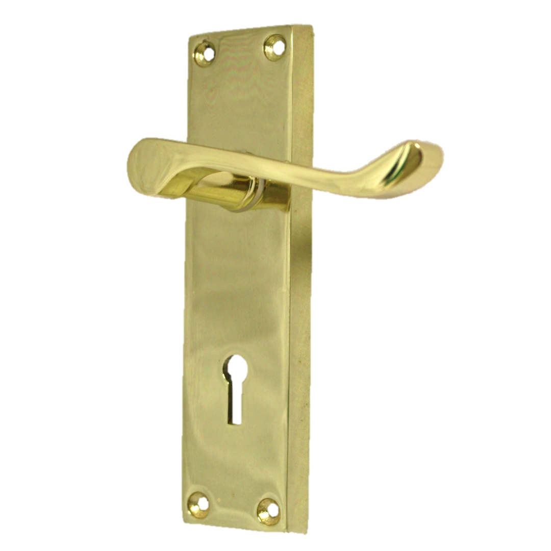 Door Handles Victorian Scroll Lever Lock - Brass 150 x 40mm