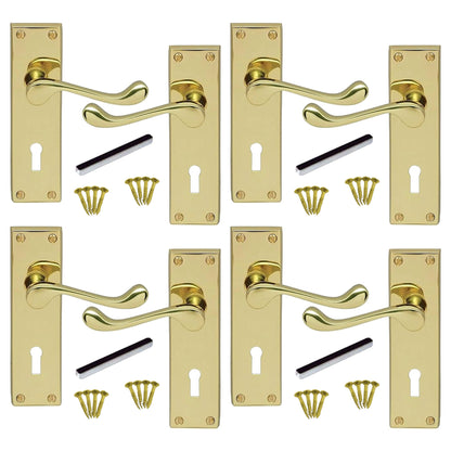 Marketplace JPG companion for Multipack Door Handles Victorian Scroll Lever Lock - Brass 1/4/6 Pairs - 150mm X 40mm