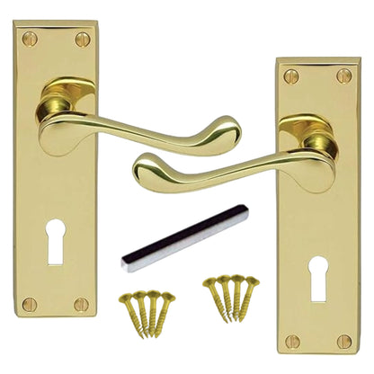 Marketplace JPG companion for Multipack Door Handles Victorian Scroll Lever Lock - Brass 1/4/6 Pairs - 150mm X 40mm
