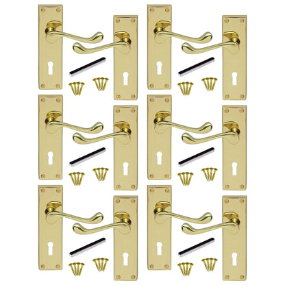 Marketplace JPG companion for Multipack Door Handles Victorian Scroll Lever Lock - Brass 1/4/6 Pairs - 150mm X 40mm
