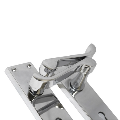 Poignées de porte victoriennes à levier et serrure à volutes - Chrome 150 x 40 mm
