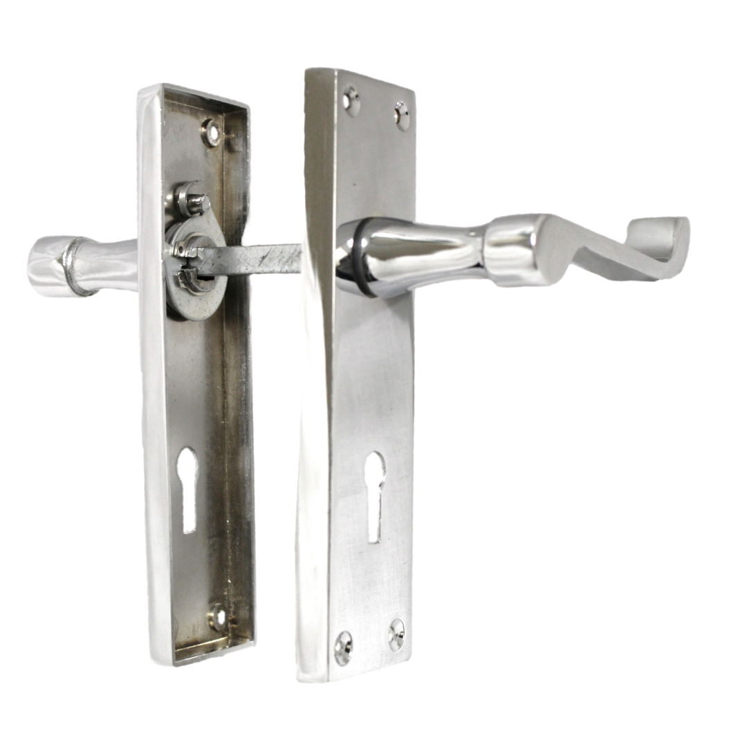 Poignées de porte victoriennes à levier et serrure à volutes - Chrome 150 x 40 mm