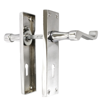 Poignées de porte victoriennes à levier et serrure à volutes - Chrome 150 x 40 mm