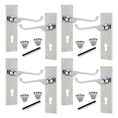 Marketplace JPG companion for Multipack Lever Key Lock Door Handles Polished Chrome Victorian Scroll 1/4/6 Pairs - 150mm X 40mm