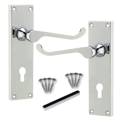 Marketplace JPG companion for Multipack Lever Key Lock Door Handles Polished Chrome Victorian Scroll 1/4/6 Pairs - 150mm X 40mm