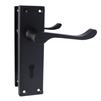 Marketplace JPG companion for Door Handles Victorian Scroll Lever Lock - Matt Black Pack Hinges 150 X 40mm