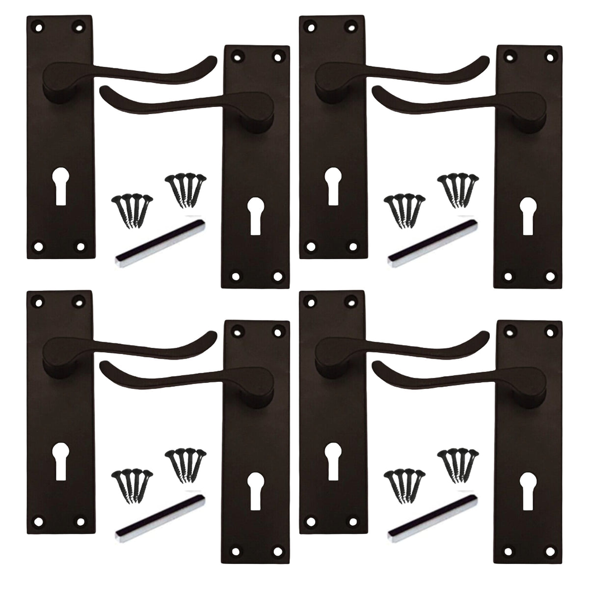 Marketplace JPG companion for Multipack Lever Key Lock Door Handles Matt Black Victorian Scroll 1/4/6 Pairs