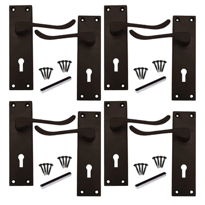 Marketplace JPG companion for Multipack Lever Key Lock Door Handles Matt Black Victorian Scroll 1/4/6 Pairs