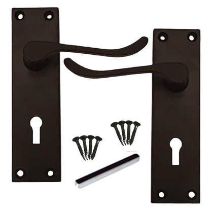 Marketplace JPG companion for Multipack Lever Key Lock Door Handles Matt Black Victorian Scroll 1/4/6 Pairs