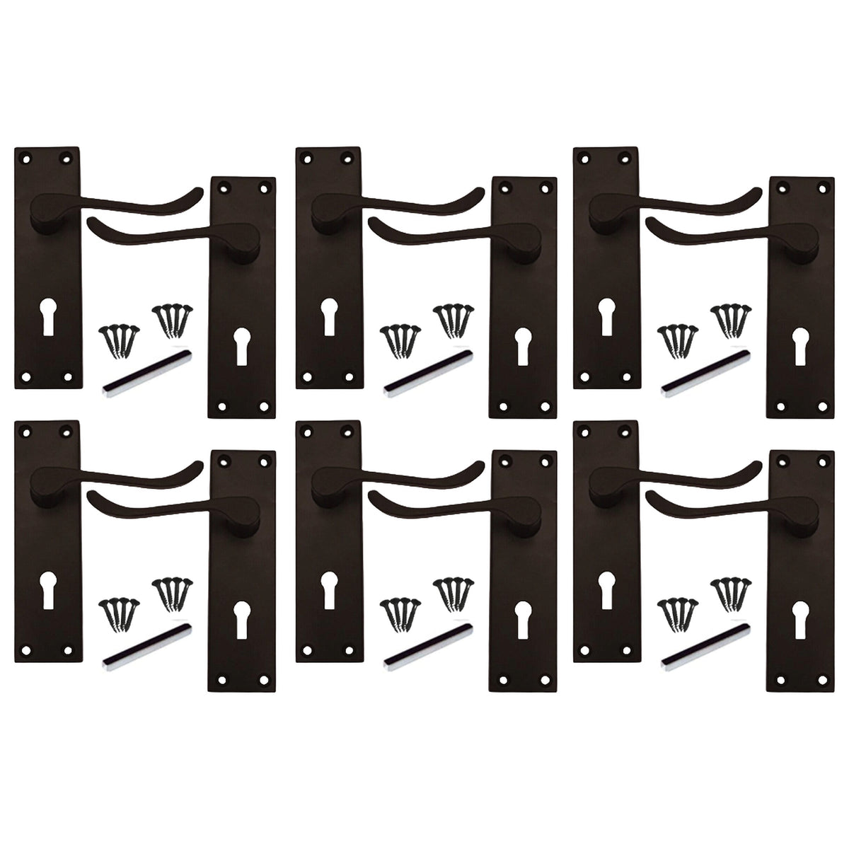 Marketplace JPG companion for Multipack Lever Key Lock Door Handles Matt Black Victorian Scroll 1/4/6 Pairs