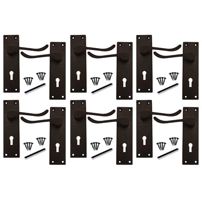 Marketplace JPG companion for Multipack Lever Key Lock Door Handles Matt Black Victorian Scroll 1/4/6 Pairs
