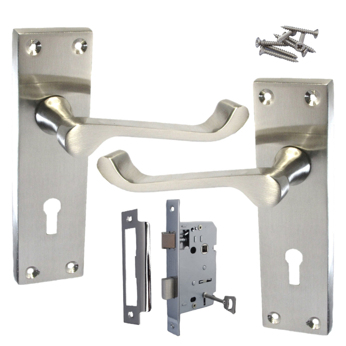Marketplace JPG companion for Door Handles Victorian Scroll Lever Lock - Satin Pack 150 X 40mm