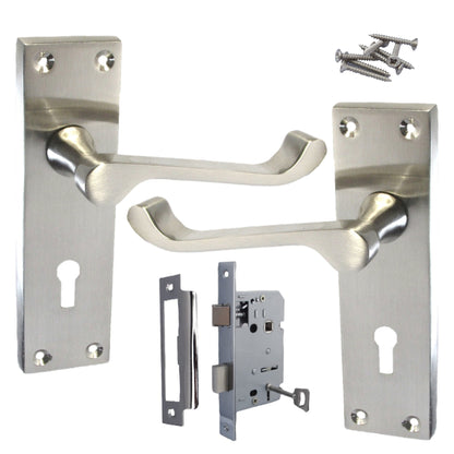 Marketplace JPG companion for Door Handles Victorian Scroll Lever Lock - Satin Pack 150 X 40mm