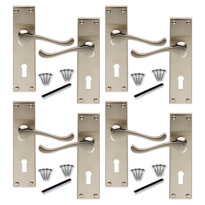 Marketplace JPG companion for Multipack Door Handles Victorian Scroll Lever Lock - Satin 1/4/6 Pairs - 150mm X 40mm