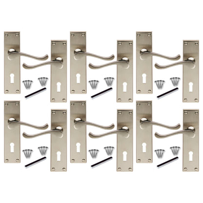 Marketplace JPG companion for Multipack Door Handles Victorian Scroll Lever Lock - Satin 1/4/6 Pairs - 150mm X 40mm