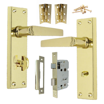 Marketplace JPG companion for Bathroom Door Handle Set - Brass Straight Lever Victorian Handles - 3"