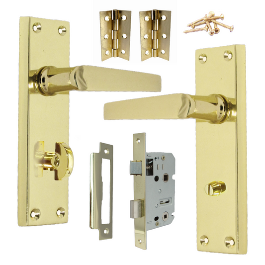 Ensemble de poignées de porte de salle de bain - Poignées droites victoriennes en laiton