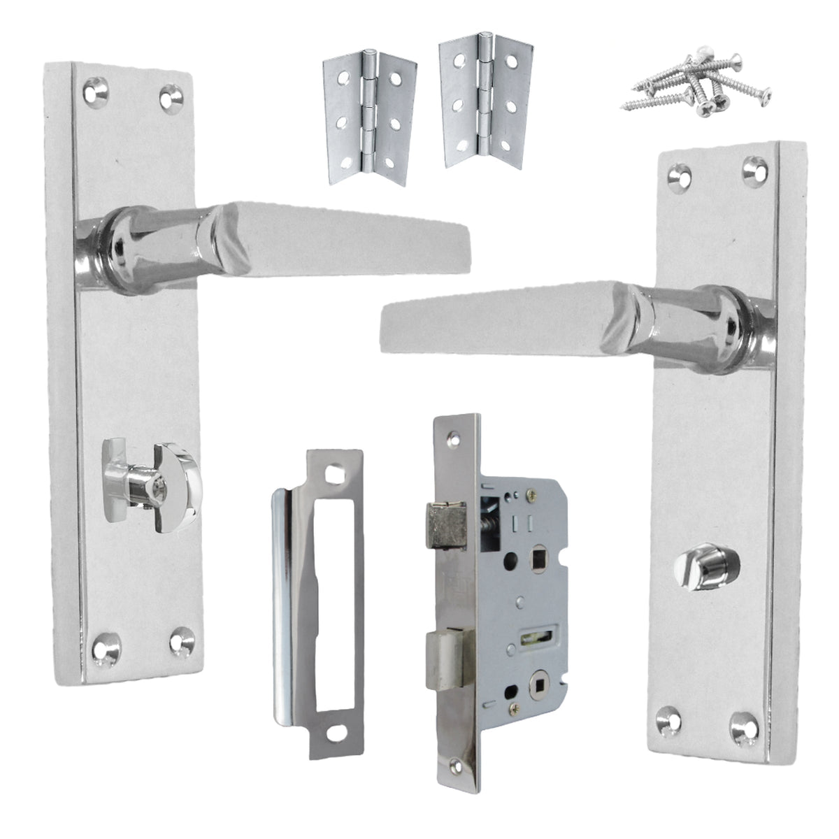 Marketplace JPG companion for Bathroom Door Handle Set - Chrome Straight Lever Victorian Handles - 3"