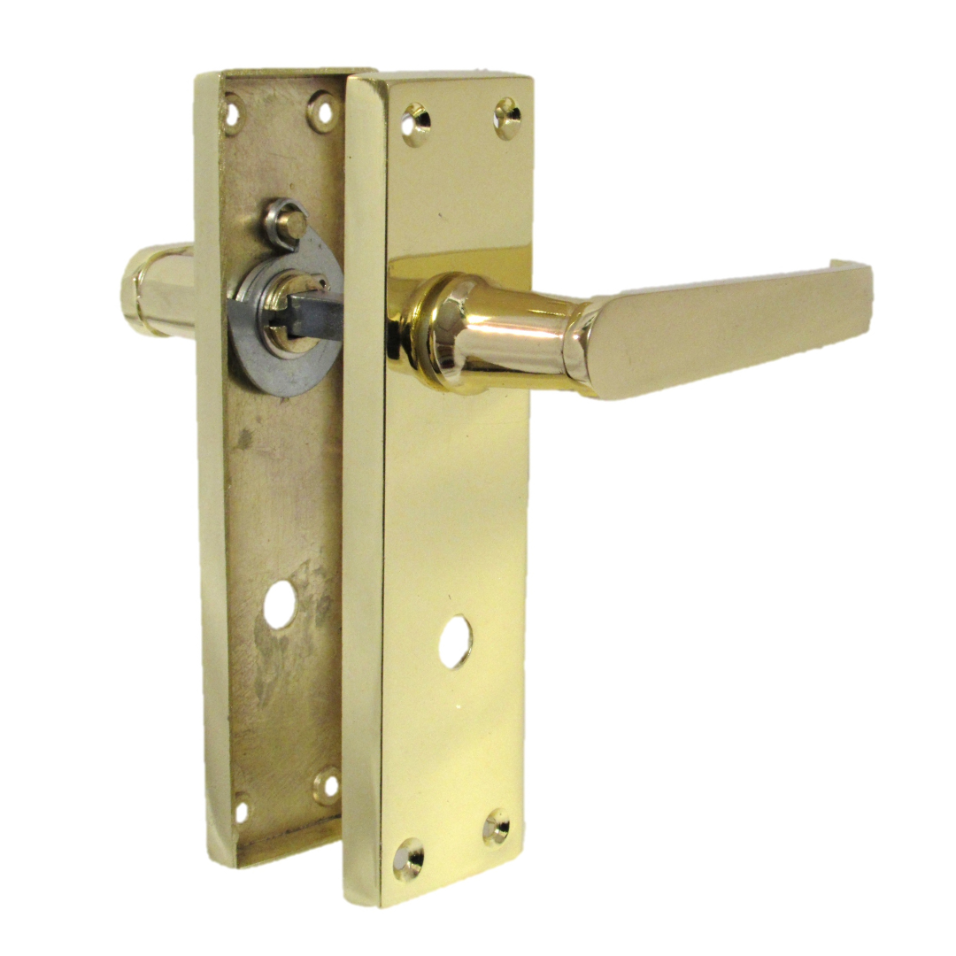 Door Handles Straight Bath Lock Handle - Brass 150 x 40mm