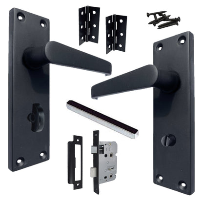 Marketplace JPG companion for Bathroom Door Handle Set - Matt Black Straight Lever Victorian Handles - 3"