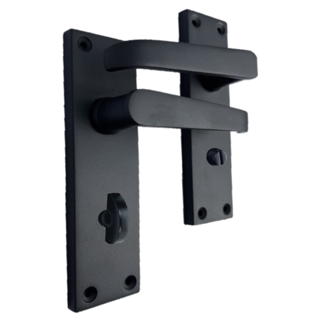Bathroom Door Handle Set - Matt Black Straight Lever Victorian Handles