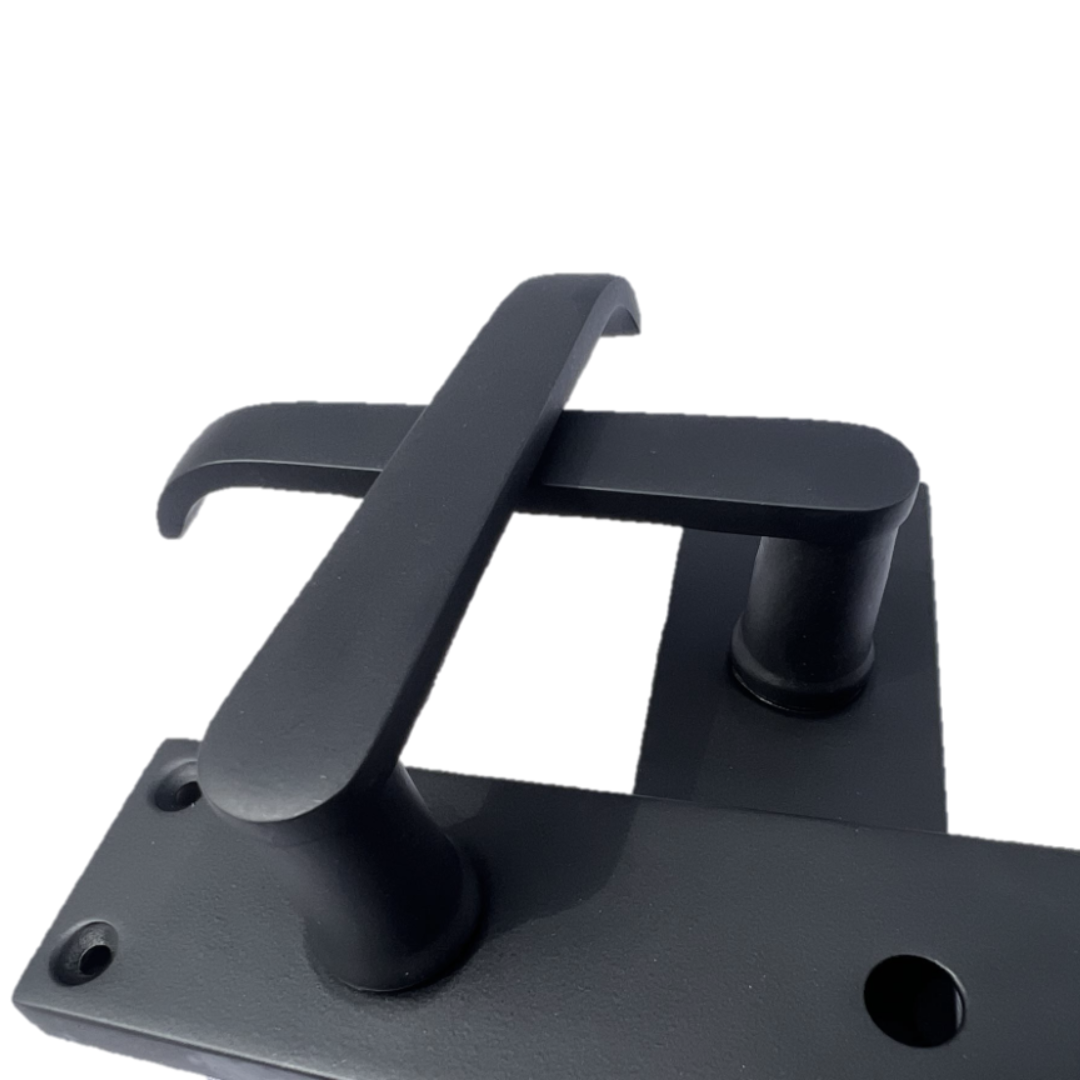 Bathroom Door Handle Set - Matt Black Straight Lever Victorian Handles