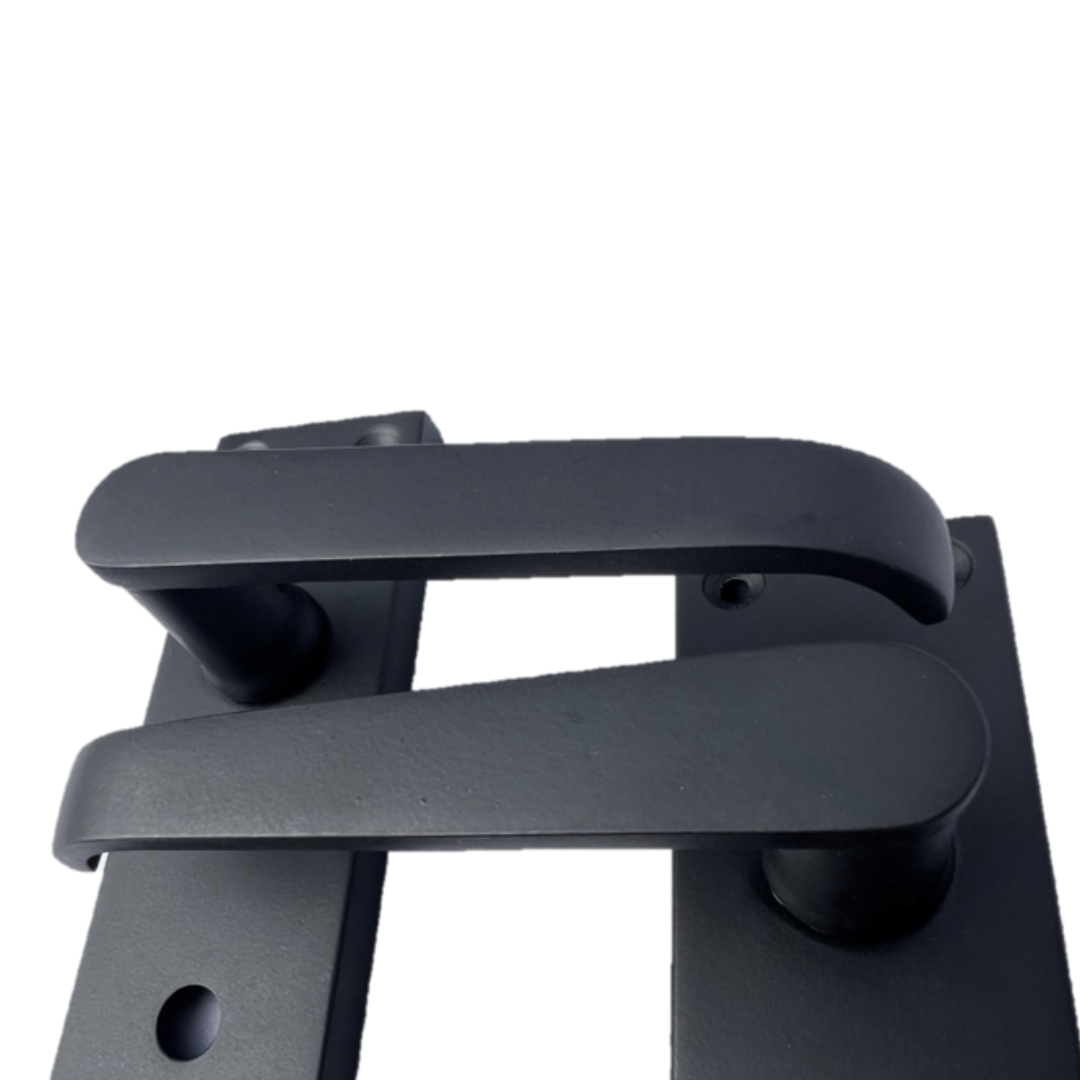 Bathroom Door Handle Set - Matt Black Straight Lever Victorian Handles
