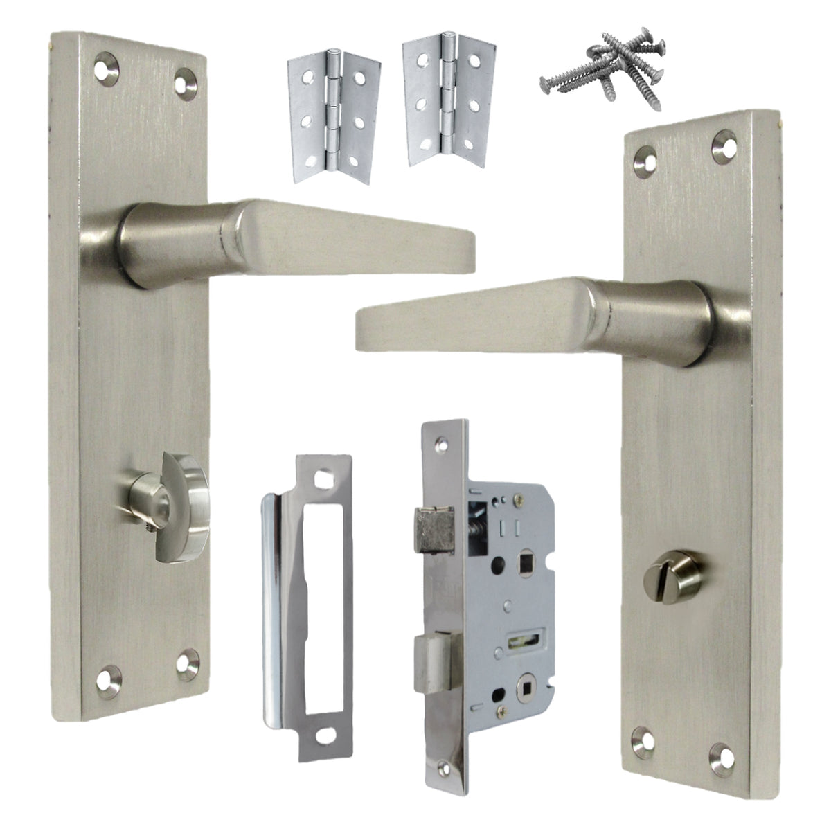Marketplace JPG companion for Bathroom Door Handle Set - Satin Straight Lever Victorian Handles - 3"