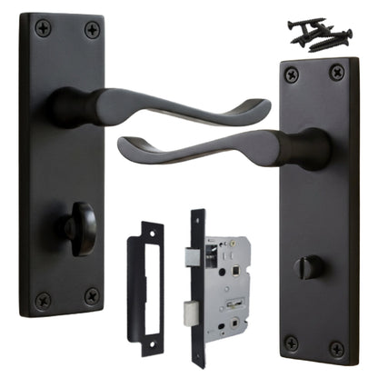 Marketplace JPG companion for Door Handles Victorian Scroll Lever Bath Lock - Matt Black Pack 150 X 40mm