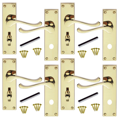 Marketplace JPG companion for Multipack Door Handles Victorian Scroll Lever Bath Lock - Brass 1/4/6 Pairs - 150mm X 40mm
