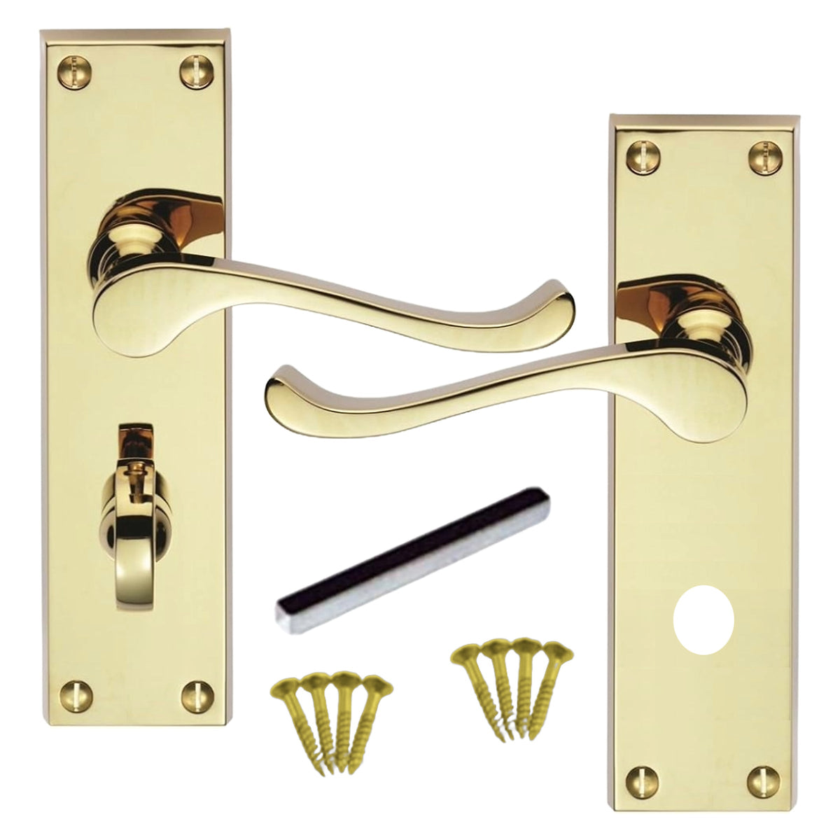 Marketplace JPG companion for Multipack Door Handles Victorian Scroll Lever Bath Lock - Brass 1/4/6 Pairs - 150mm X 40mm