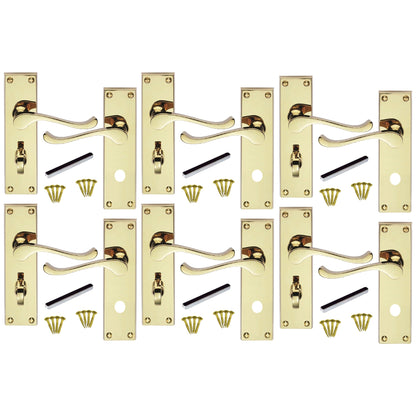 Marketplace JPG companion for Multipack Door Handles Victorian Scroll Lever Bath Lock - Brass 1/4/6 Pairs - 150mm X 40mm