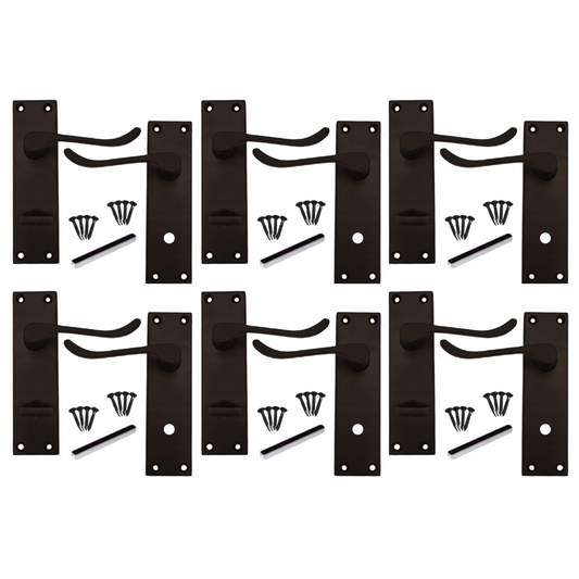 MULTIPACK Modern Victorian Scroll Bathroom Internal Door Handles Matt Black 1/4/6 Pairs