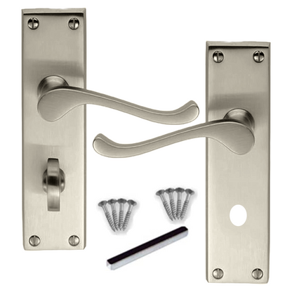 MULTIPACK Door Handles Victorian Scroll Lever Bath Lock - Satin 1/4/6 Pairs