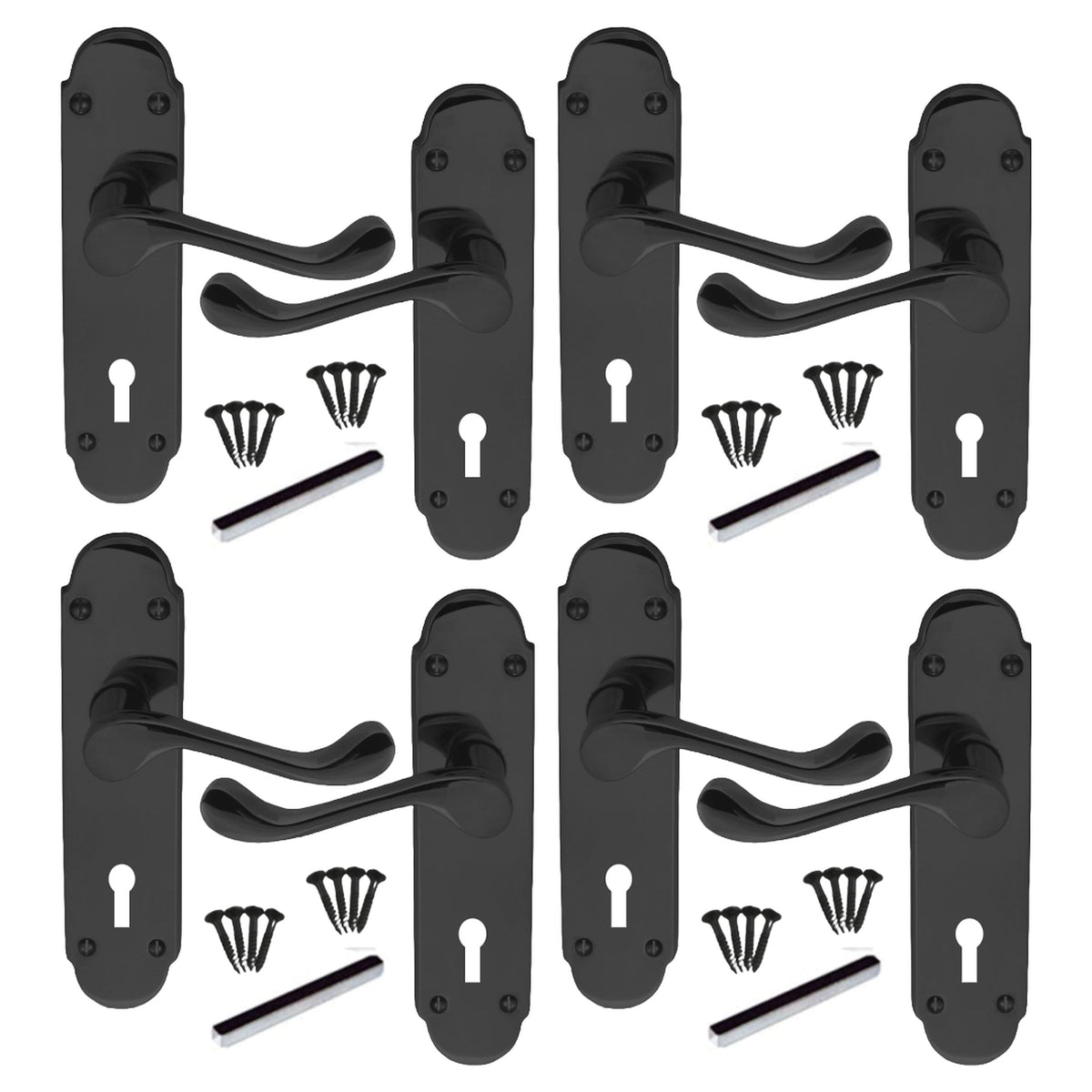 Marketplace JPG companion for Multipack Door Handles Black Nickel Epsom Victorian Scroll Lever Lock 1/4/6 Pairs