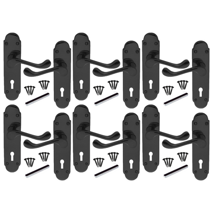 MULTIPACK Door Handles Black Nickel Epsom Victorian Scroll Lever Lock 1/4/6 Pairs