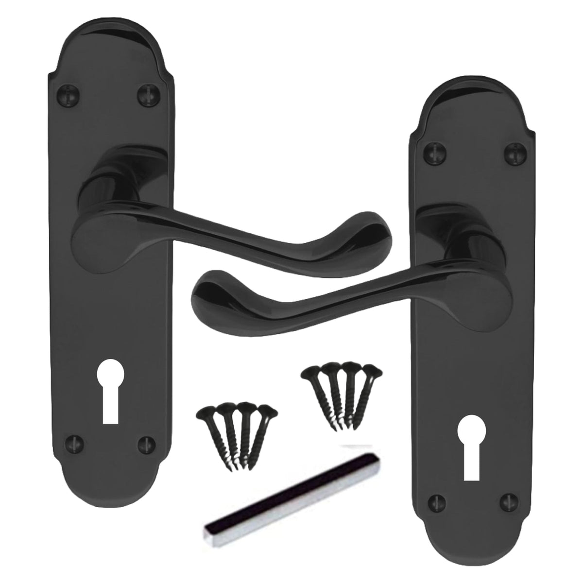 Marketplace JPG companion for Multipack Door Handles Black Nickel Epsom Victorian Scroll Lever Lock 1/4/6 Pairs