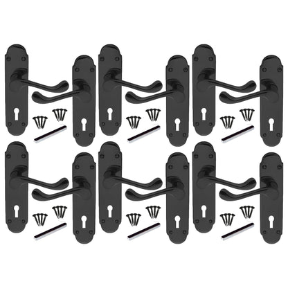 Marketplace JPG companion for Multipack Door Handles Black Nickel Epsom Victorian Scroll Lever Lock 1/4/6 Pairs