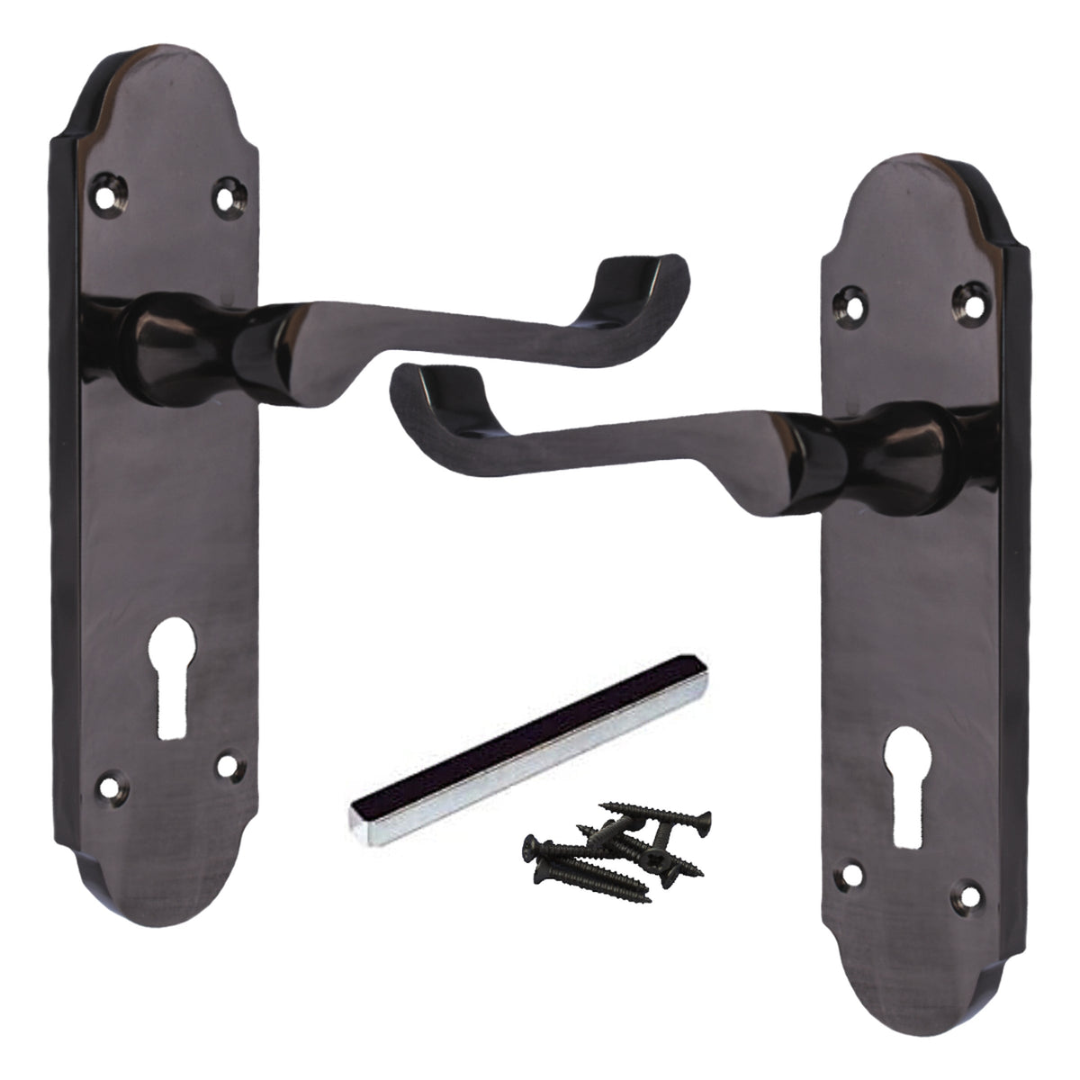 Marketplace JPG companion for Epsom Door Handle Key Lock Scroll Lever - Black Nickel - 169mm X 40mm
