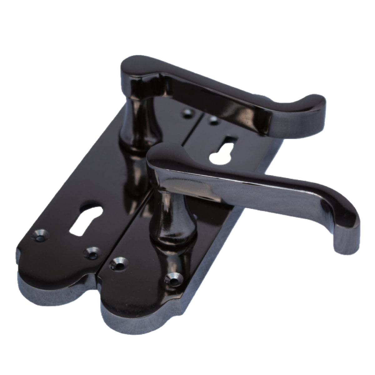 Marketplace JPG companion for Epsom Door Handle Key Lock Scroll Lever - Black Nickel - 169mm X 40mm