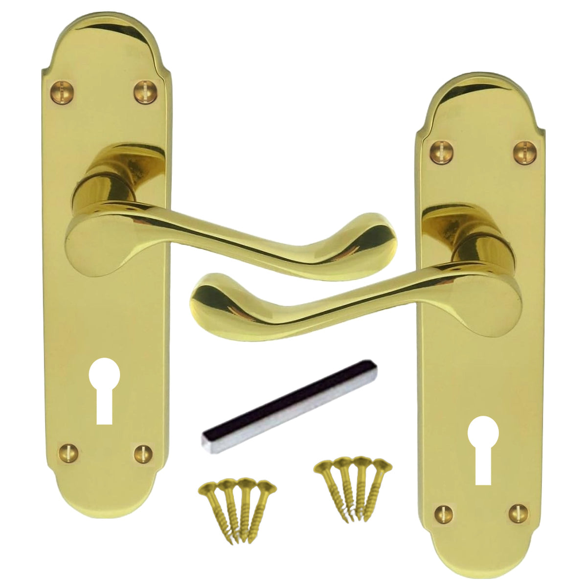 Marketplace JPG companion for Multipack Door Handles Key Lock Brass Epsom Victorian Scroll Lever 1/4/6 Pairs